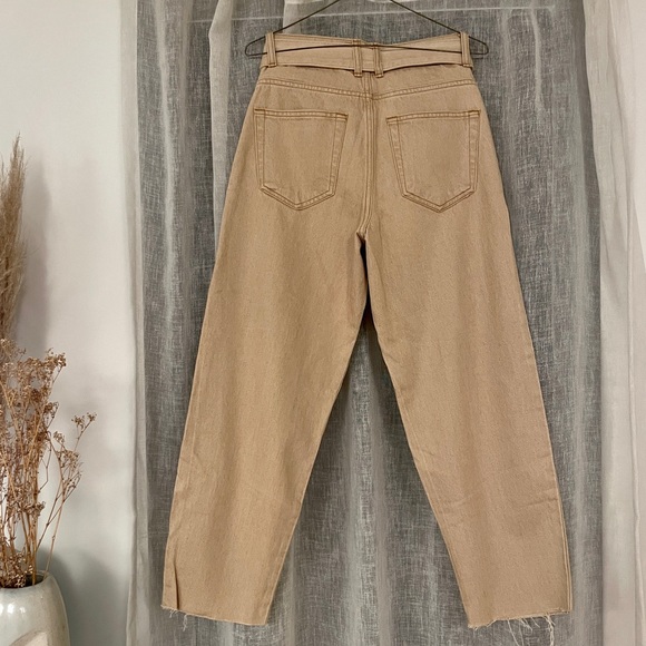 Mango Khaki Denim Utility Belted Pants - Picture 4 of 6